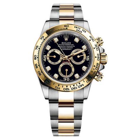 rolex daytona gold black diamond|Rolex gold daytona for sale.